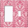 thumbnail image 2 of Metal Light Switch Plate Outlet Cover (Victorian Damask Flower Feather Red Pattern - Single Rocker Single Toggle), 2 of 2