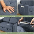 thumbnail image 6 of Convertible Sofa Bed,  Sleeper Sofa with Pull-Out Bed, Linen Fabric 3-in-1 Futon Couch with Reclining Backrest and Side Pocket, Modern Loveseat for Living Room,Navy Blue, 6 of 7