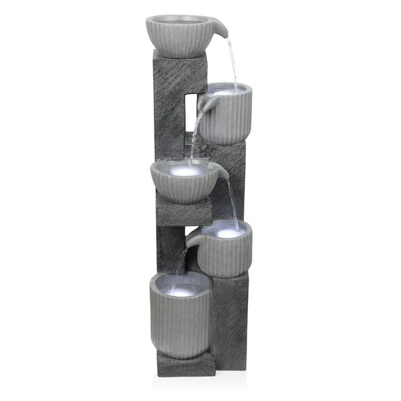 Alpine Corporation 5-Tier Pot Fountain with LED Lights