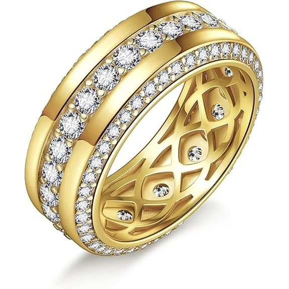 Dreamofdazzles Jewels 2.00 Ct Round Cut Diamond Mens Wedding Band 14K Yellow Gold Plated 925 Sterling Silver -7