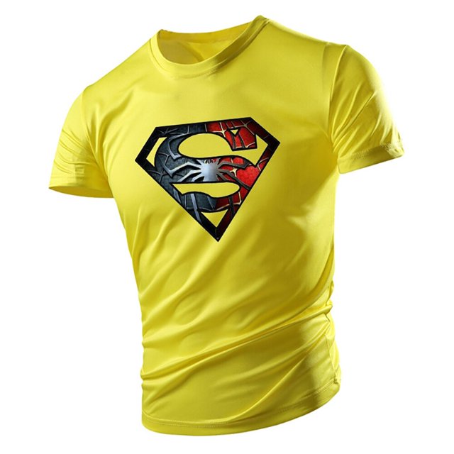 Camiseta de manga corta con cuello redondo para hombre, camisa holgada y cómoda con estampado de héroes 2D para las cuatro estaciones, deportiva, multicolor, talla grande