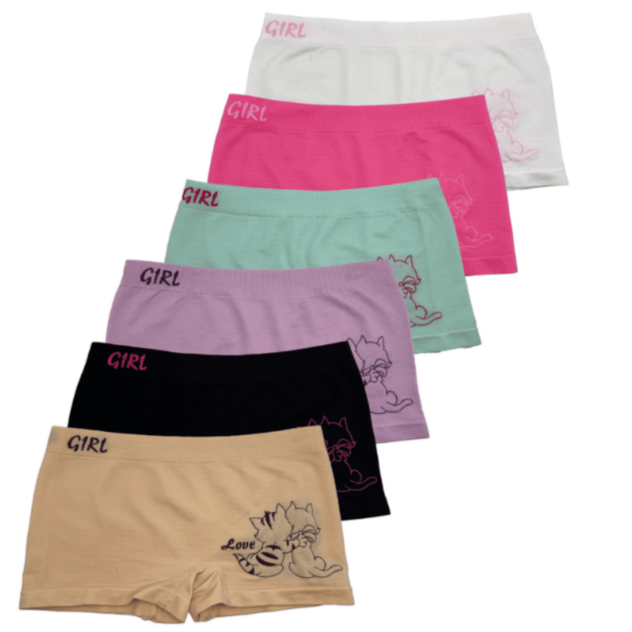 Paquete 6 boxer con divertidos disenos multicolor para nina