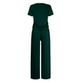 thumbnail image 4 of fheaev Summer 2 Piece Outfit for Women Ruched Short Sleeve Crewneck Tops Wide Leg Pants with Pockets Casual Tracksuit Sets, 4 of 7