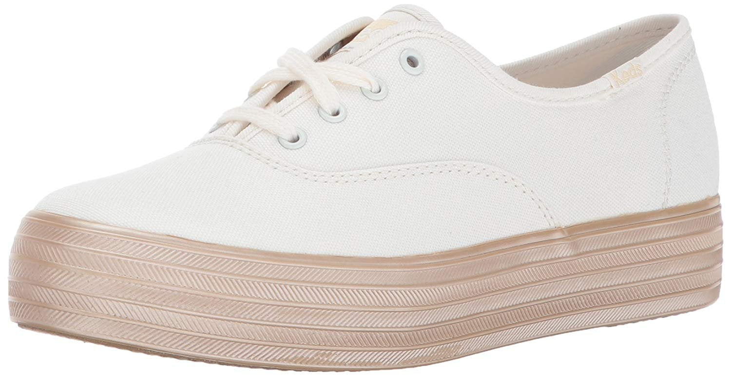 Keds Women s Triple Shimmer Fashion Sneaker White Gold 8 M US