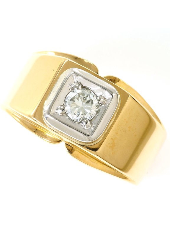 Pre-Owned PT900 Platinum 18K Yellow Gold Ring with 0.229ct Diamond, Certificate of...
