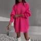 thumbnail image 1 of Suéter de cuello redondo para mujer, moda de cuello redondo, suéter de punto medio largo de manga larga, chaqueta superior, suéter para mujer, 1 of 5