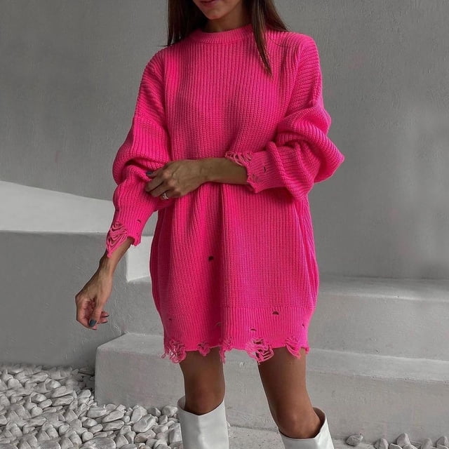 Qertyioot Pulls de Cardigan pour Femmes, Veste de Mode pour Femmes à Col Rond à Manches Longues en Tricot Moyen