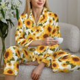 thumbnail image 6 of Fuzoiu Yellow Polka Dot Sunflower Print Women's Long-Sleeved Pajama,Lounge Button Down Nightwear,Womens Notch Collar Pajama Set-X-Large, 6 of 7