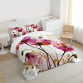 thumbnail image 3 of Homewish Pink Flower Floral Full Size Comforter Sets for Women, Fashion Marble Artwork Bedding Comforter Set, Splash Watercolor Reversible Bedding Sets, Ultra Soft Bedroom Decor, 3pcs, 3 of 8