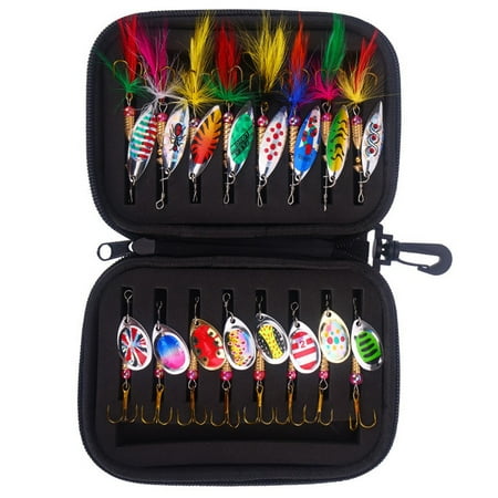 Fishing Hooks Fishing Accessories Fishing Tackle Fishing Gear 16Pcs Colorful Fishing Spoons Lure Spinner Metal Baits Hooks Sequins Kit/W Bag B4657