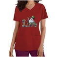 thumbnail image 3 of BiZtdJrK 2025 Scrub Tops for Women St. Patrick's Day Stretchy Scrubs Summer Casual V Neck Shrits Holiday Short Sleeve Work Top with Pockets Red XXL Lightning Sales, 3 of 7
