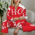 thumbnail image 4 of Salouo Saying Ho Ho Ho Pattern Women's Pajamas Set Long Sleeve Button Down Sleepwear Soft Pj Lounge Sets for women 2 Piece Pjs Set with Long Pants -Large, 4 of 8
