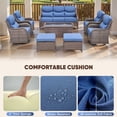 thumbnail image 5 of Giantfurnni Patio Furniture Sets 3-Piece Wicker Weatherproof Outdoor Conversation Sets with Sofa and Ottomans, Brown and Blue, 5 of 8