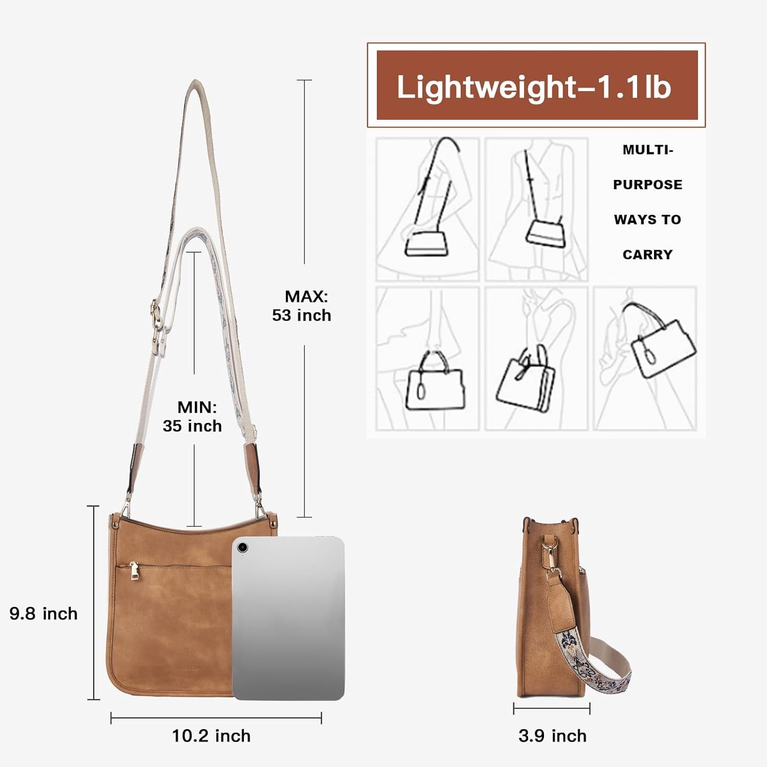 Crossbody Purses for Women Trendy Vegan Leather Purses Bucket Hobo Bags Handbags with Adjustable Guitar Strap