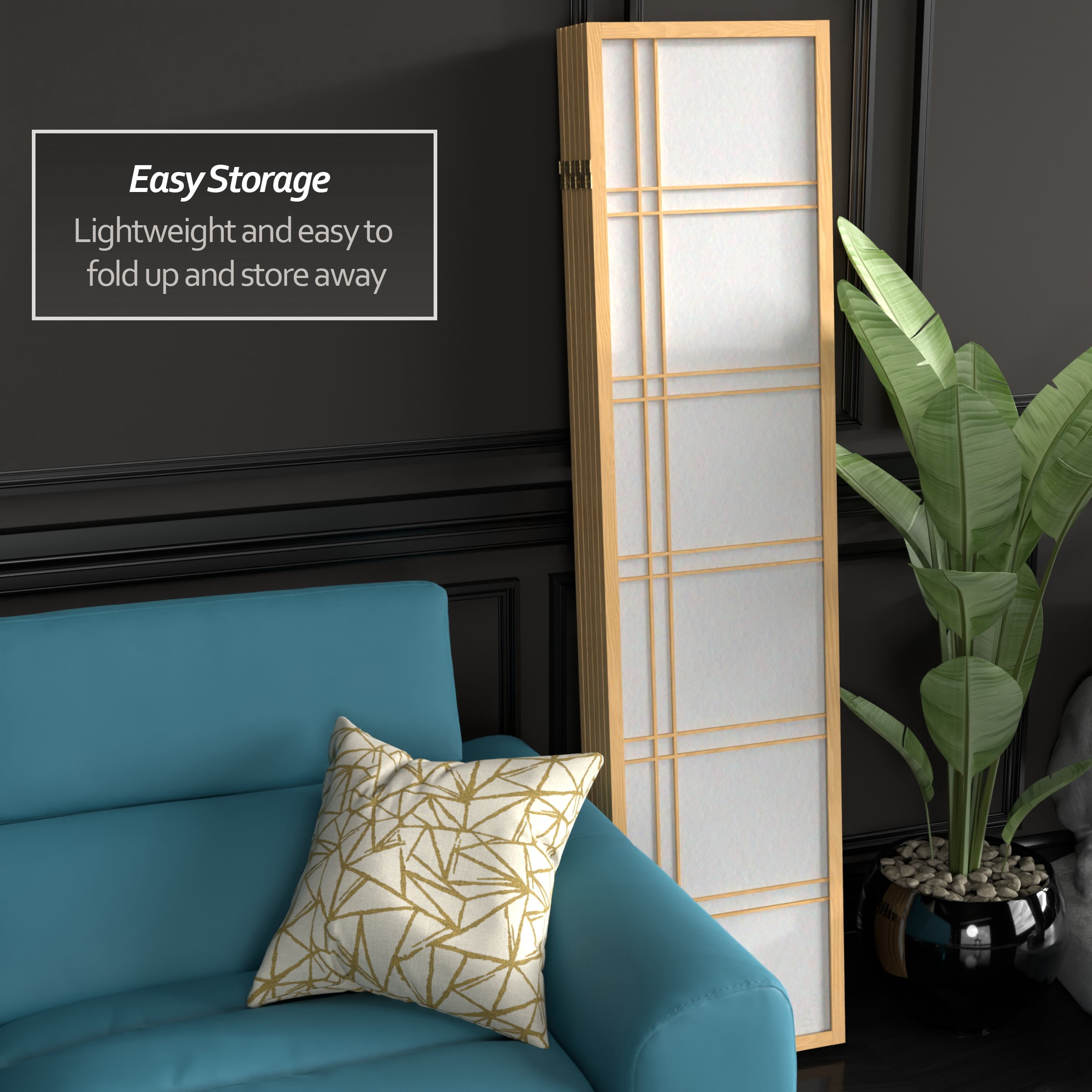 6 ft. Tall Double Cross Shoji Screen - Natural - 6 Panels