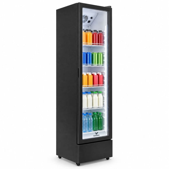 Refrigerador Exhibidor Vertical 162L 160W Puerta Doble Vidrio Luz Led Cuatro Rejillas Ajustables