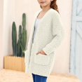 thumbnail image 4 of felwors Girls Cardigan Open Front Popcorn Knit Long Sleeve Sweaters Coat | Oversized, Fuzzy Knit Outwear, with Pockets, Warm Winter Cardigans, 4 of 7