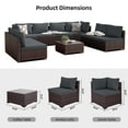 thumbnail image 3 of UPHA 9 Pieces Outdoor furniture Sets Patio Sectional Couch Wicker Conversation Sofa for Pools Outside, Gardens, Decks, Brown Rattan, Dark Gray Cushion, 3 of 10