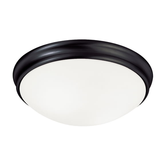 Capital Lighting 2032MB Hansen White Glass Flush Ceiling Light Fixture, 2-Light 120 Total Watts, 4" H x 13" W, Matte Black
