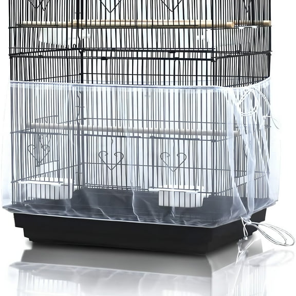 ACDANC Universal Birdcage Cover Seed Catcher Mesh Parrot Cage Skirt - White