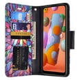thumbnail image 6 of For Samsung Galaxy A11 Case, Wrist Strap Leather Wallet Case [Kickstand] with ID & Card Slots - Rainbow Flower, 6 of 6