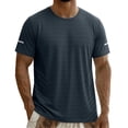 thumbnail image 4 of Qzwdhjm Mens Athletic Shirts Quick Dry Short Sleeve Tops Crewneck Cooling Lightweight Casual Tshirts Color Block Summer Tees for Workout, 4 of 7