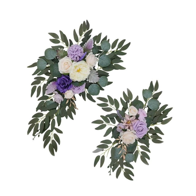 Xingzhi 2x Wedding Arch Flowers Sunflowers Decor Rustic for Backdrop Door Party white purple