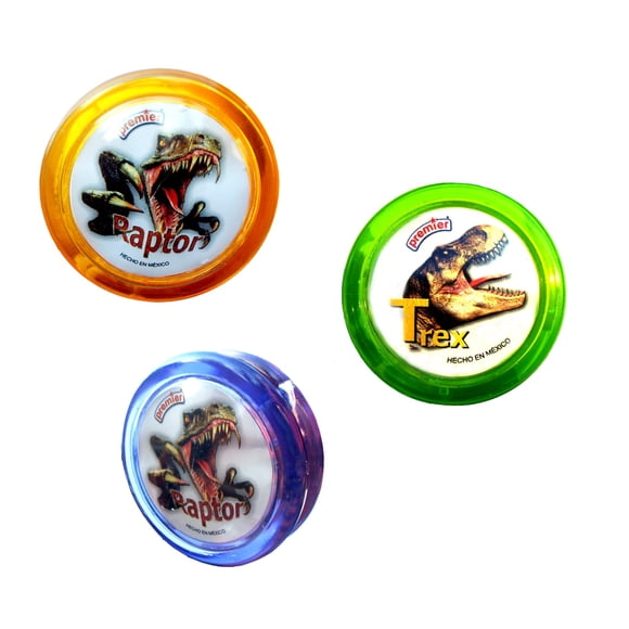Yoyo Premier Profesional Dinosaurios Pack c/3 piezas colores surtidos Juguete clásico de habilidad y destreza para niños