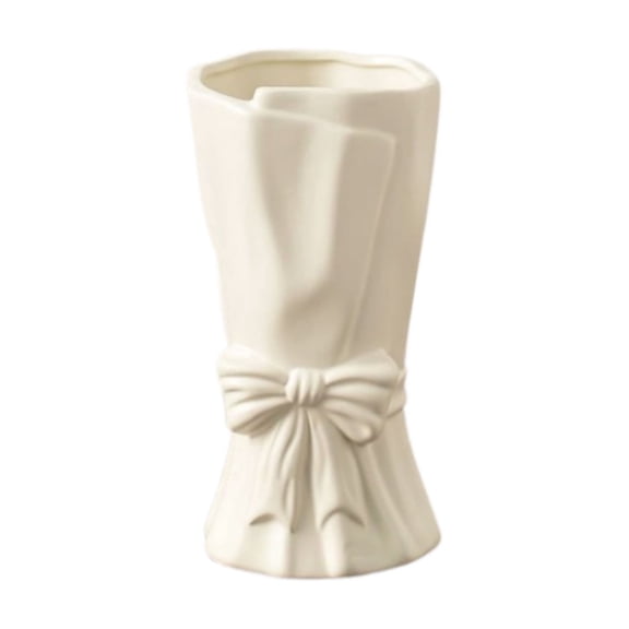 Fareti Flower Vase for Home Decor, Plastic Vases for Boho Style, Bow Decor, 9 Inch Flower Vases for Bouquet, Large Vase for Ideal Shelf Decor