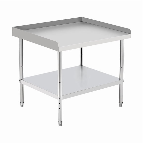 TROPOW Stainless Steel Grill Stand Table, NSF Certified, 400 lbs Capacity, Adjustable Legs, 3-Sided 2" Edge Baffle for Kitchen, Restaurant, Hotel