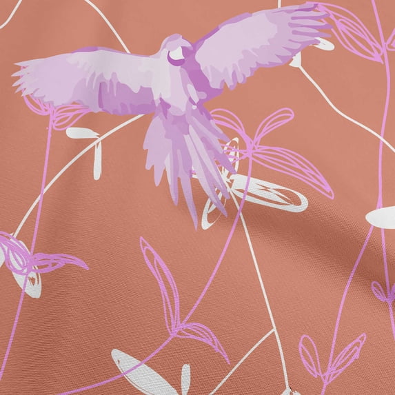 oneOone Viscose Chiffon Dark Rose Brown Fabric Tropical Parrot With Leaves Sewing Material Print Fabric By The Yard 42 Inch Wide