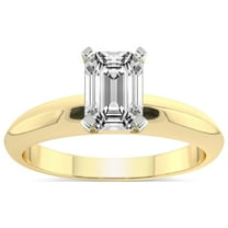 1 Carat IGI Certified Emerald Shape Lab Grown Diamond Engagement Ring | 14K Yellow Gold |Eloise Solitaire Knife Edge Diamond Ring | FG-VS1-VS2 Quality Friendly Diamonds