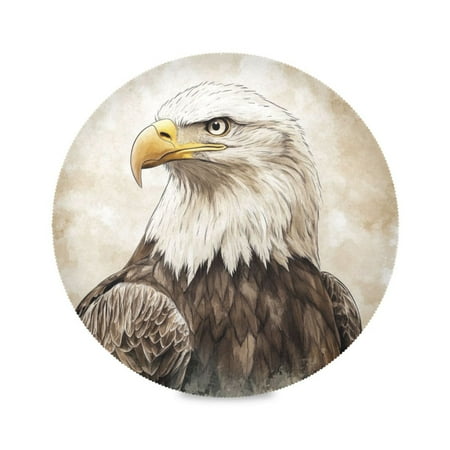 

Round Placemat Set 15.4 Inch Diameter Table Mats Heat-Resistant Decorative for Dining Tables Bald Eagle