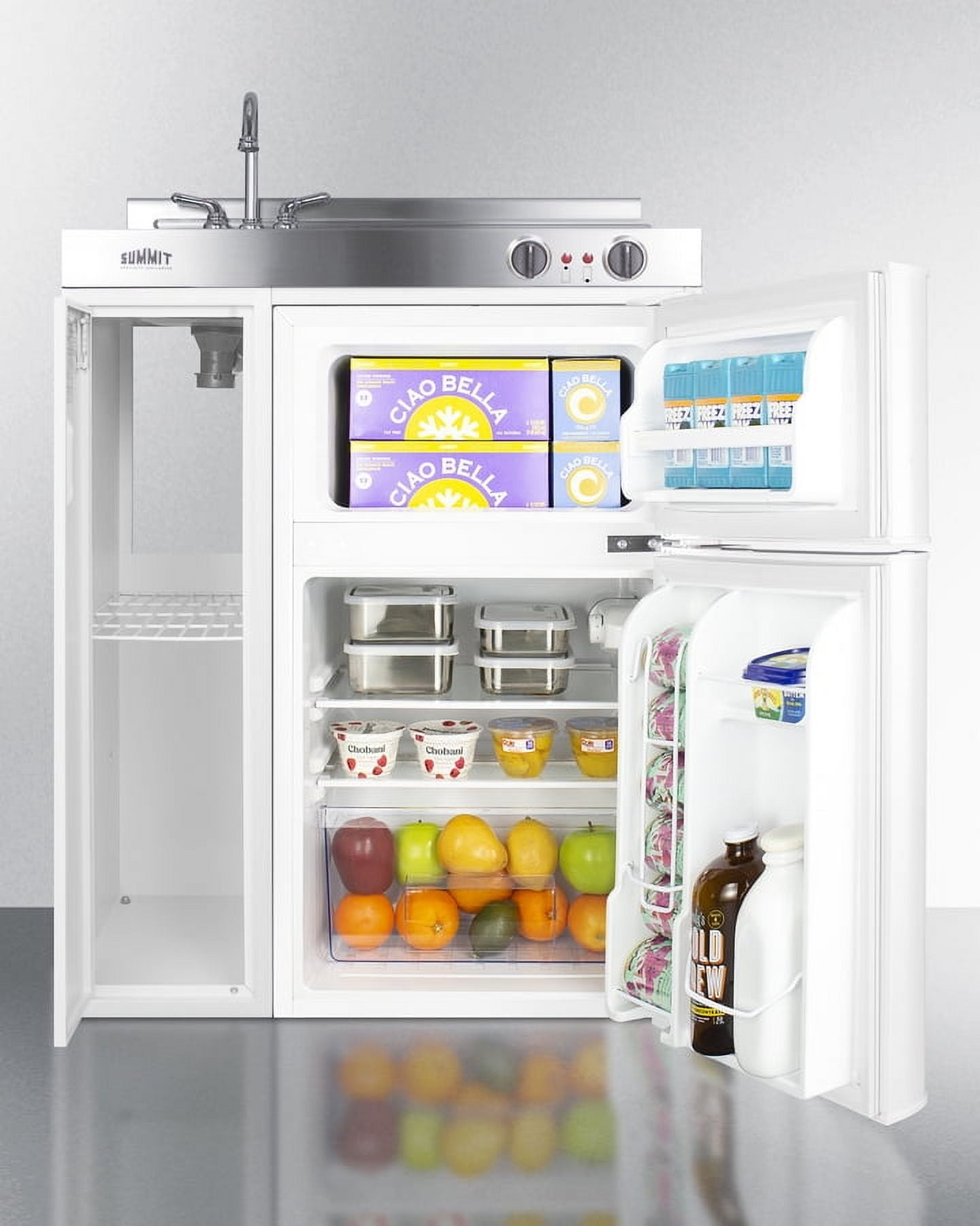 30" Wide All-In-One Kitchenette, White, Glass Burners