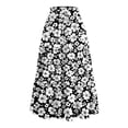 thumbnail image 3 of Women’s High Waist Tiered A Line Midi Skirt with Elastic Waistband and Floral Print Suitable for Daily Wear and Outings Black L, 3 of 5