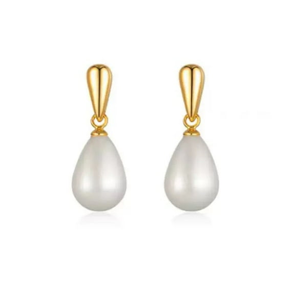 14K Gold Plated Pearl Drop Earrings for Women White Cultured Pearl Earrings Elegant Jewelry Gifts