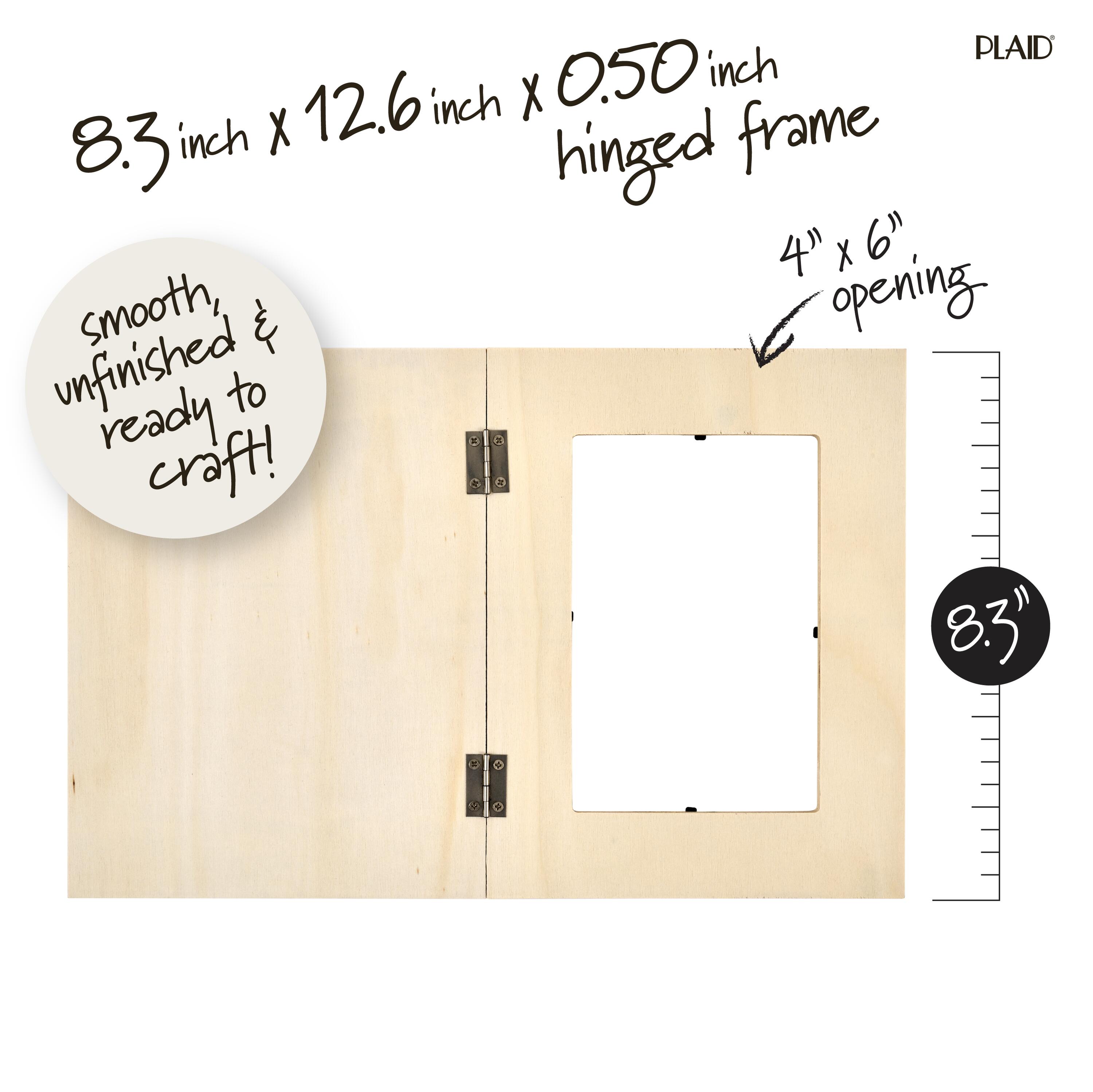 Plaid Unpainted Wood Surfaces, Hinged Frame, 4" x 6" Opening