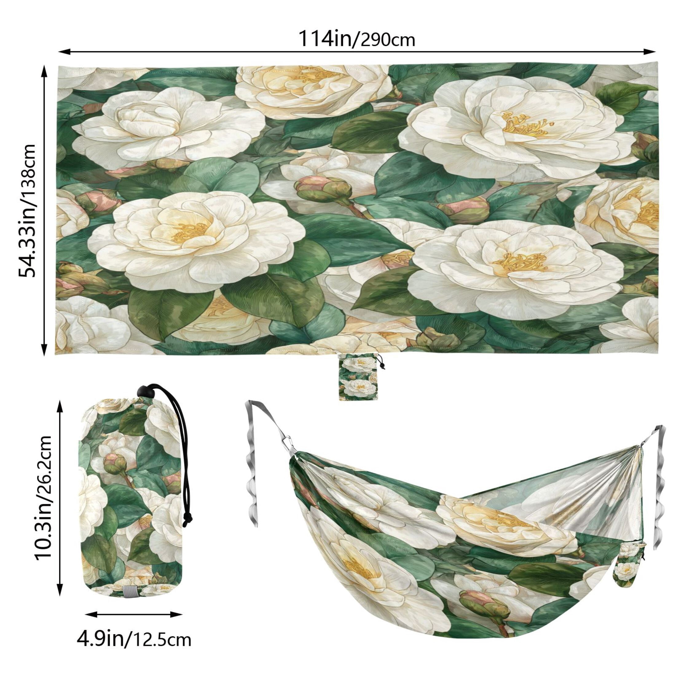 Hammock Camping Hammock Nylon Portable Hammock Travel Camping Hammock Pure White Camellia Blooms