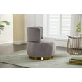 thumbnail image 2 of Swivel Accent Chair, Swivel Cuddle Barrel Chair with Metal Base, Upholstered Round Sofa Chair with Deep Seat, Swivel Fluffy Teddy Fabric Armchair for Living Room, Bedroom, Office, Gray, 2 of 9
