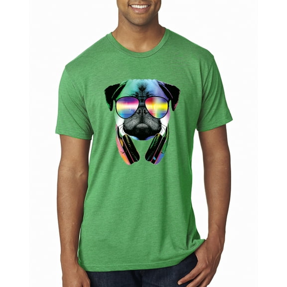 Wild Bobby, Colorful Pug DJ, Pop Culture, Men Premium Tri Blend Tee, Envy, Small