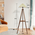 thumbnail image 5 of Watfal 61" Wood Floor Lamp, Tripod Standing Lamp Dimmable with Pleated Flaxen Shade, Rubber Wood Natural Light for Living Room, Bedroom (Brown), 5 of 8