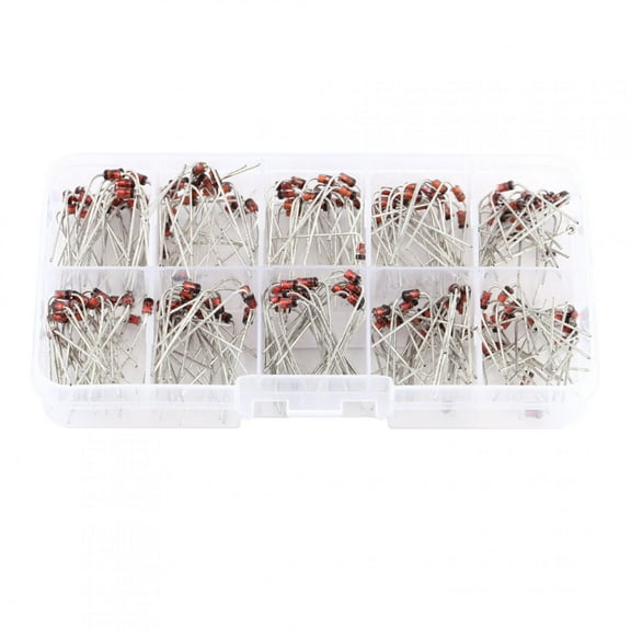 Fyydes Electronic Diodes, 10 Values 200Pcs Zener Diode Assortment Kit 1N4728~1N4737 with Storage Box