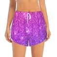 thumbnail image 3 of Uemuo Purple Glitter Pattern Women's Athletic Shorts High Waisted Running Shorts with Liner Pockets Gym Elastic Workout Shorts-Small, 3 of 9