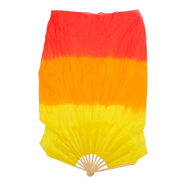 Abanico plegable de 1,2 m de largo, abanico de danza, abanico de seda sintética, abanico de danza cuadrada, abanico Yangko