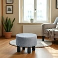 thumbnail image 6 of IVV 12.5" Round Linen Upholstered Ottoman Footstool with Solid Pine Legs, Soft Padded Low Footrest or Step Stool for Couch, Desk, Dorm, or Entryway – Gray, 6 of 6