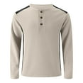 thumbnail image 5 of Chbgutlmr Shirts for Men Fall Notched V Neck Button Fitting Comfy Casual Long Sleeve Thermal Pullover Tops, 5 of 8