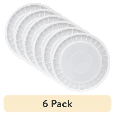(6 pack) United Solutions 5 Gallon Round Plastic Utility Bucket Lid, White, 1 Each