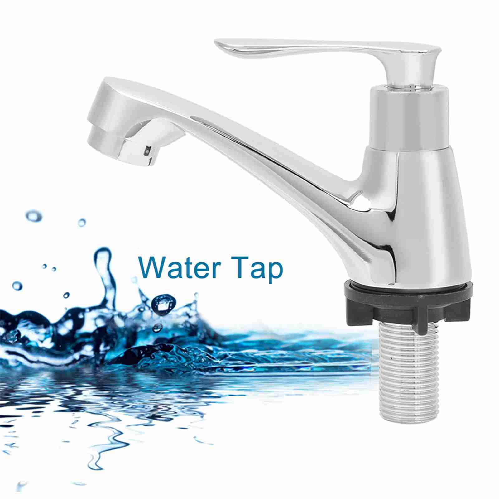 Rupoun G1/2in Household Zinc Alloy Single Handle Faucet Water Tap for Bathroom Kitchen Sink Basin 4.9 in / 12.5 cm