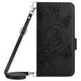 thumbnail image 5 of Designed For iPhone 16 Flip Phone Case,Embossed Butterfly&Rose Designing,PU Leather Flip Folding Kickstand,Card Slots,With Shoulder Strap&Wrist Strap,Shockproof Wallet Case,Black, 5 of 9