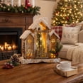 Lighted Vintage Snow Roof Cabin Christmas Decoration Festive Tabletop ...
